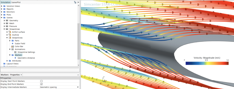 Streamlines arrows Simcenter STAR-CCM+|Derived part streamlines STAR-CCM+|Animation streamlines STAR-CCM+|Streamlines airfoil Simcenter STAR-CCM+
