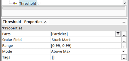 Input to the Threshold derived part for filtered particles