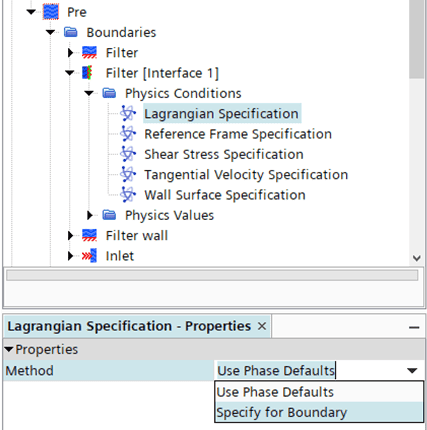 Enabling Phase Conditions on the filter interface to be able to deviate from default conditions