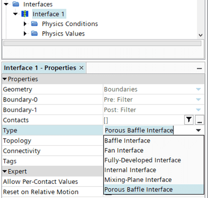 Selecting Porous Baffle Interface