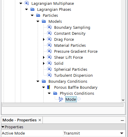 Default Boundary Interaction Mode for the Porous Baffle Boundaries