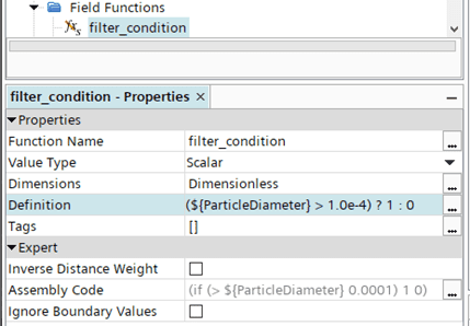 Filter condition definition including an if-statement