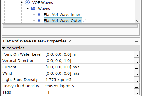 Settings for Flat VOF Wave Outer
