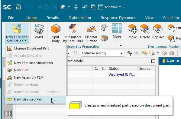 Creating a new idealized part from the master geometry part file