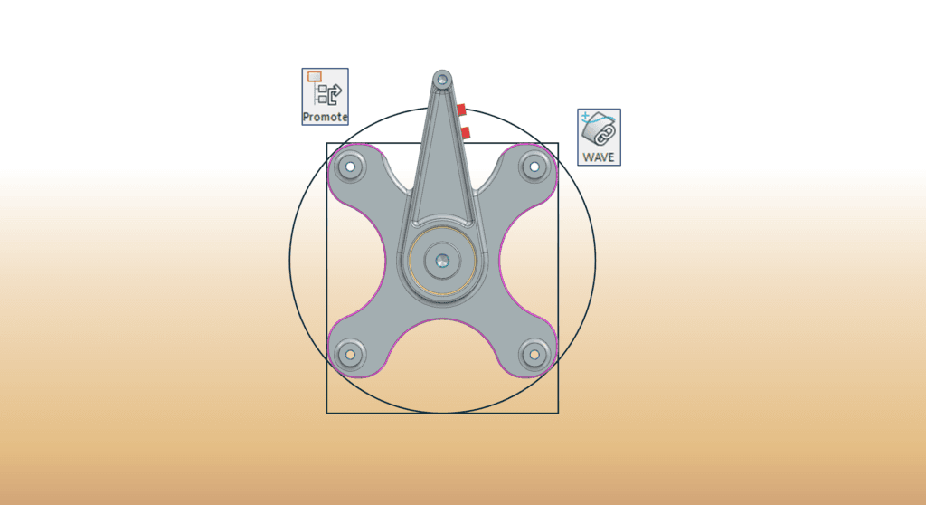 Idealized part file showing Promote and WAVE-link operation buttons