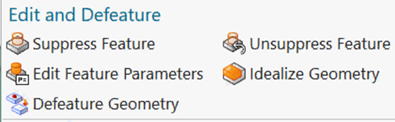 Edit and defature commands in the idealized part file