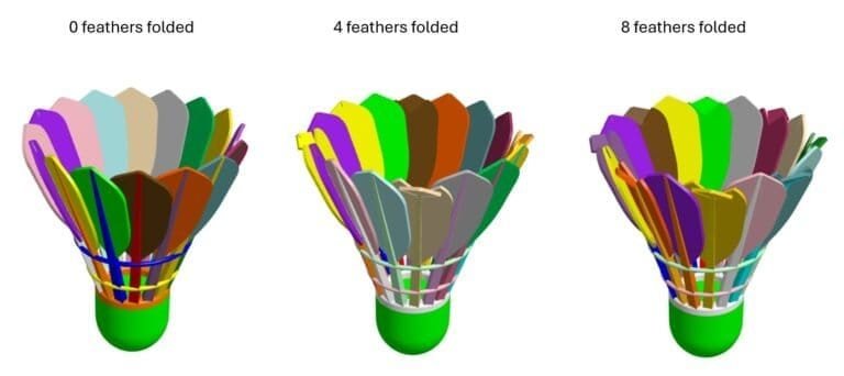 shuttle simulation badminton folded feathers