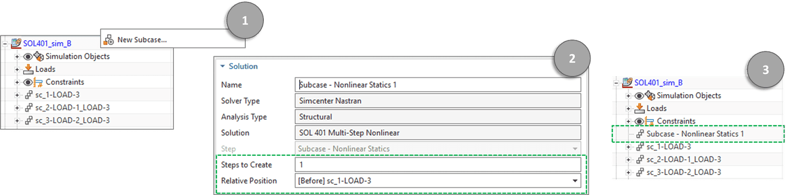How subcase IDs can be incremented by creating new subcases.