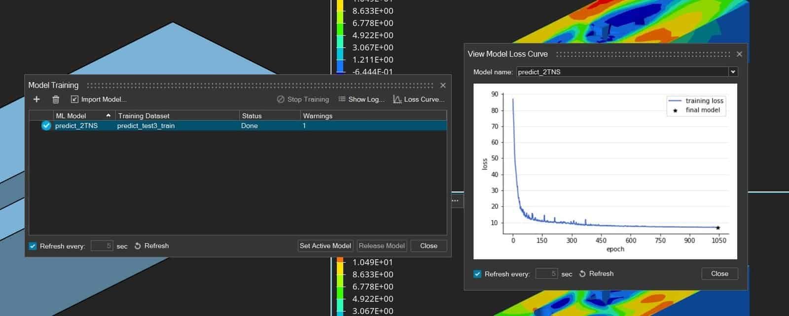 PhysicsAI model training loss curve