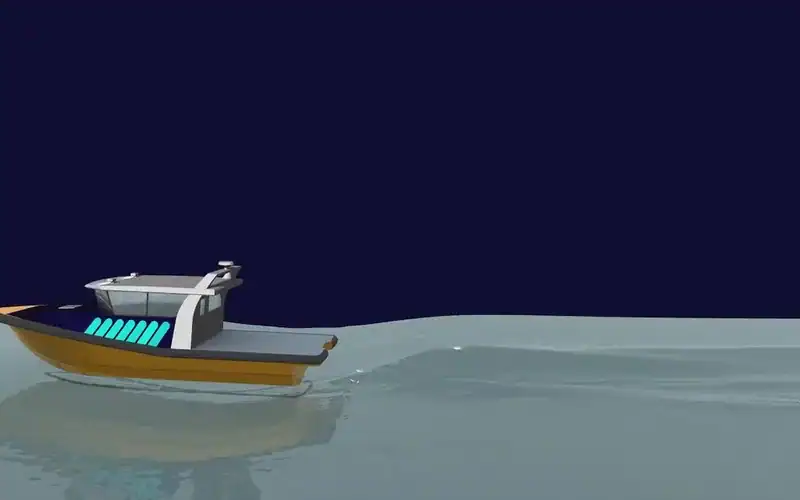 Marine: Self-propulsion of a planing hull in waves