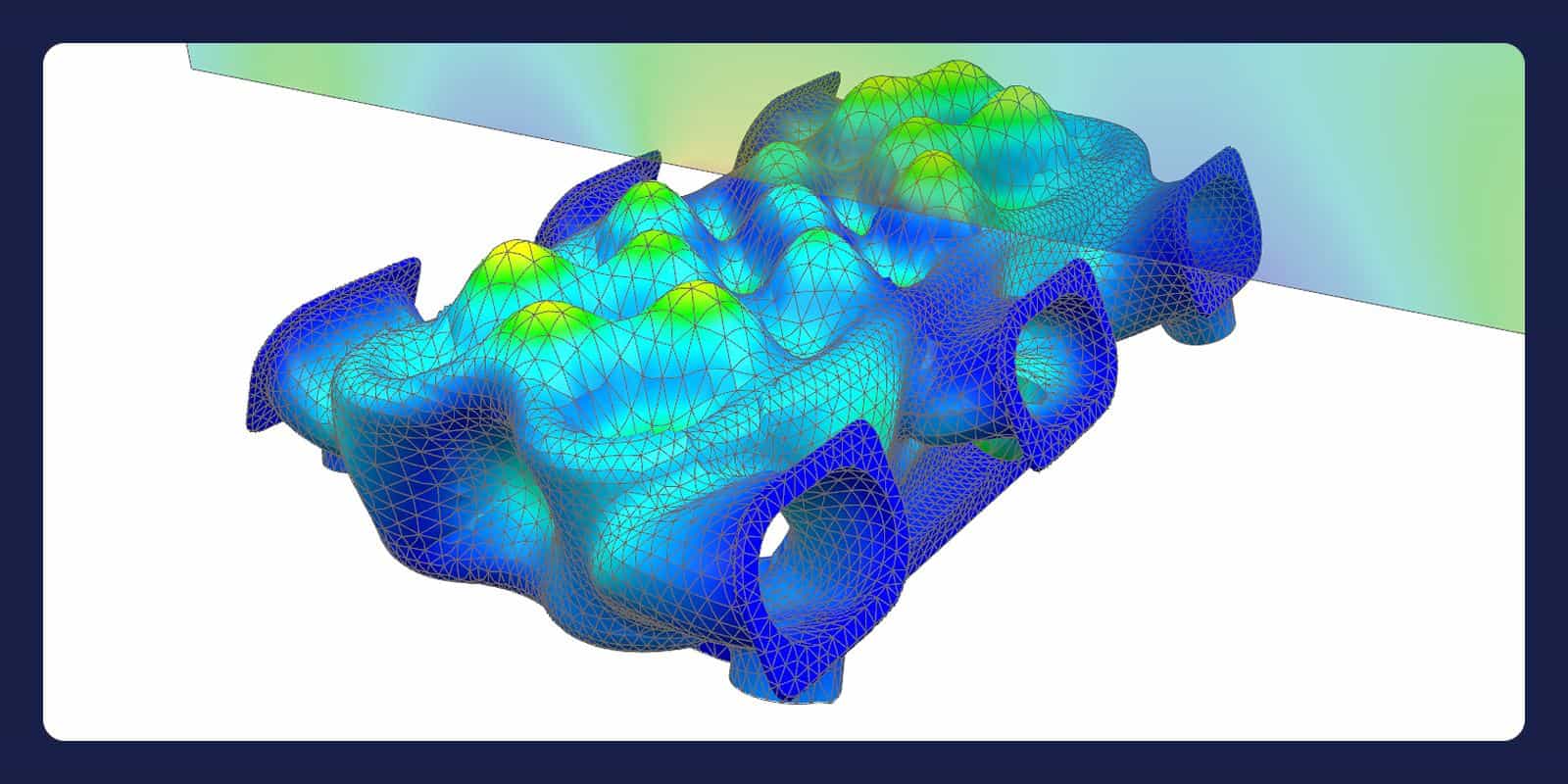 Simcenter 3D vibro-acoustic result on an intake manifold: surface displacement and an acoustic pressure field