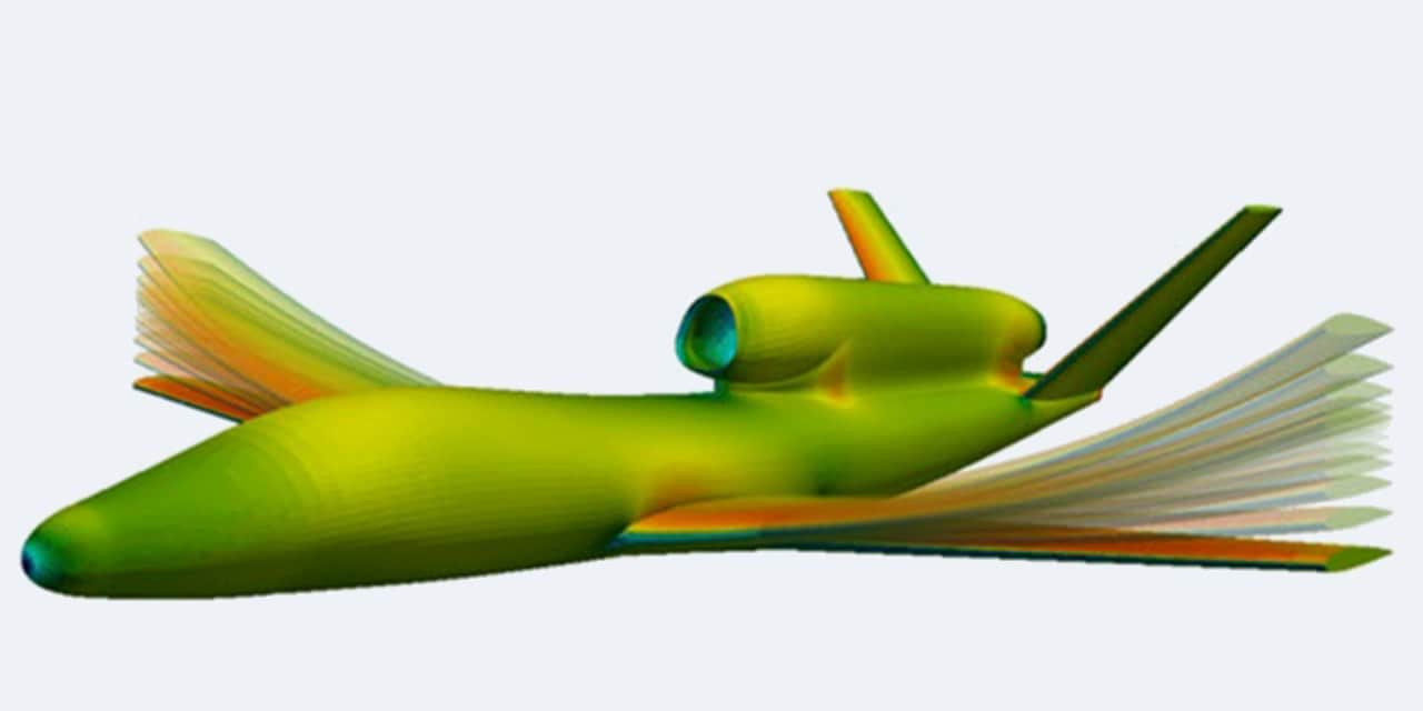 Simcenter Flightstream 26.1 airflow streamlines around an aircraft
