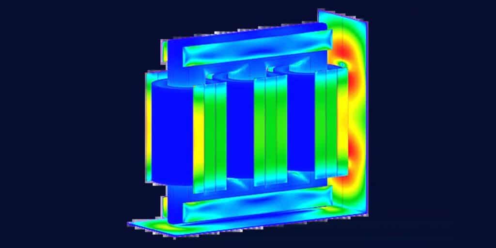 Simcenter MAGNET field result on a transformer core and windings