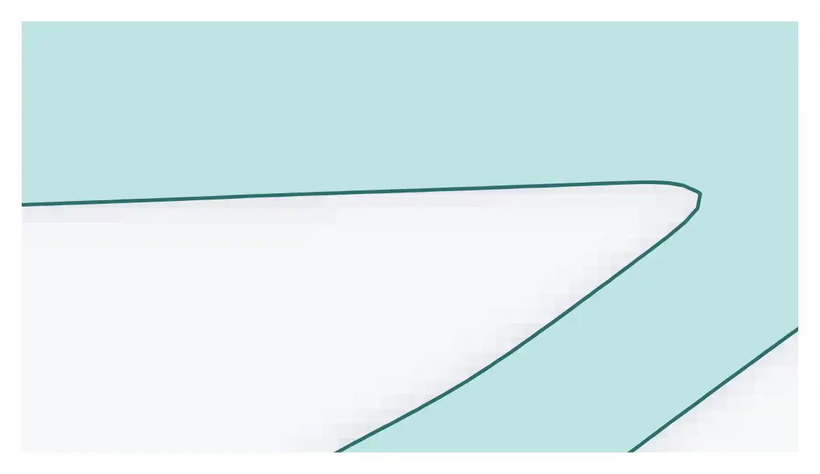 The same joint after interpretation: a smooth mint outline traced at density 0.5, over a faint copy of the elements